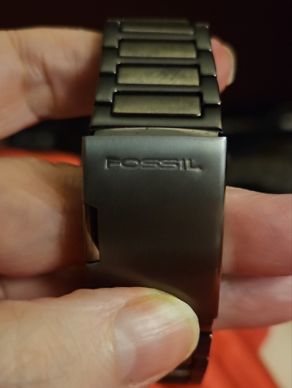 Fossil Men's Black and Orange Stainless Steel Chronograph Watch - Picture 2 of 5